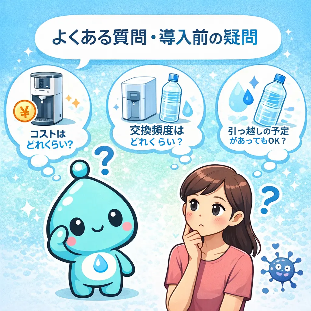 浄水型ウォーターサーバー よくある質問・導入前の疑問イメージ